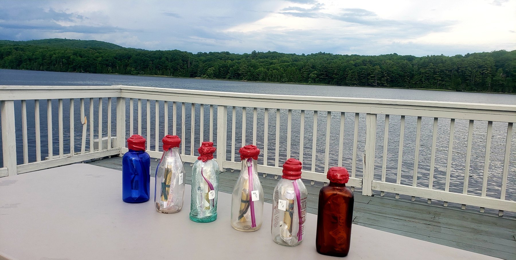 Driftworks Series I bottles overlooking the Penobscot River